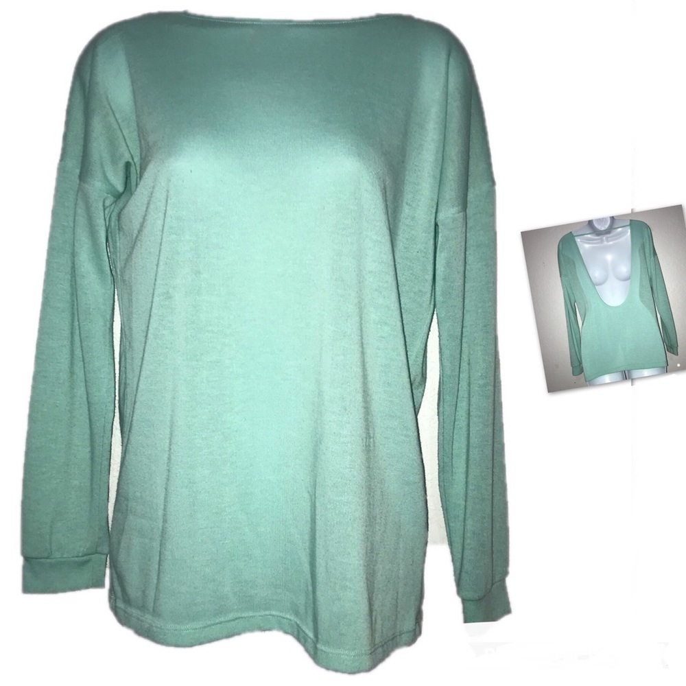 Tobi Backless Mint Green Knit Top S